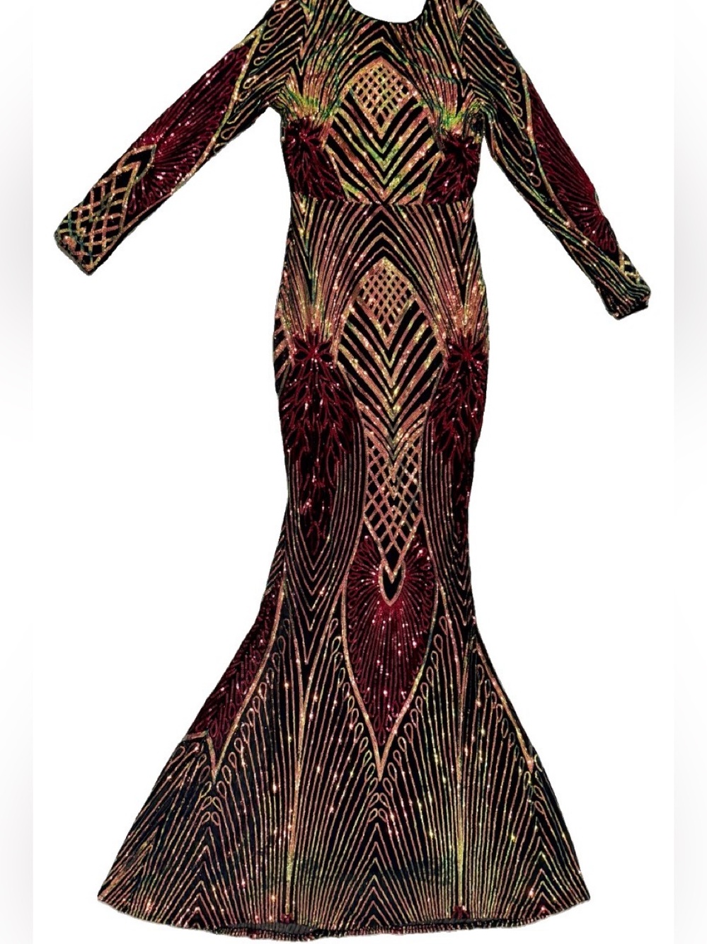 Miss Ord Sequin Mermaid Gown M Art Deco Mesh Formal Evening Dress